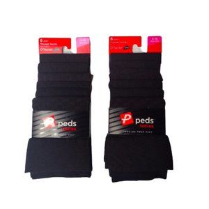 Peds Ladies Trouser Socks 6 Pairs Black New